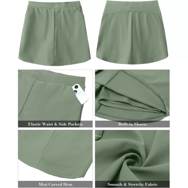 GRAPENT Swim Skirt for Women High Waisted Bathing Suit Bottoms Shorts Swimsuit Modest Bikini Skort Skirts PocketsArmy Green