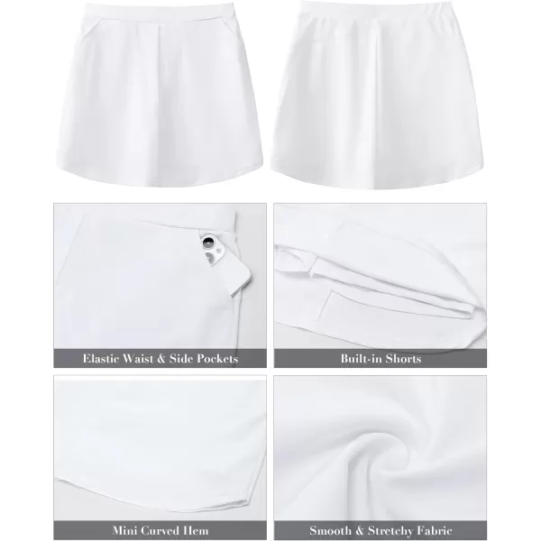 GRAPENT Swim Skirt for Women High Waisted Bathing Suit Bottoms Shorts Swimsuit Modest Bikini Skort Skirts PocketsWhite