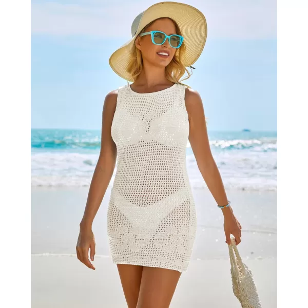 GRAPENT Swimsuit Coverup for Women Hollow Out Swim Bathing Suit Cover Ups Knit Floral Crochet Short Mini Beach Dresses