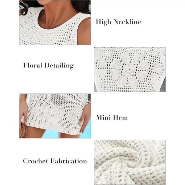 GRAPENT Swimsuit Coverup for Women Hollow Out Swim Bathing Suit Cover Ups Knit Floral Crochet Short Mini Beach Dresses