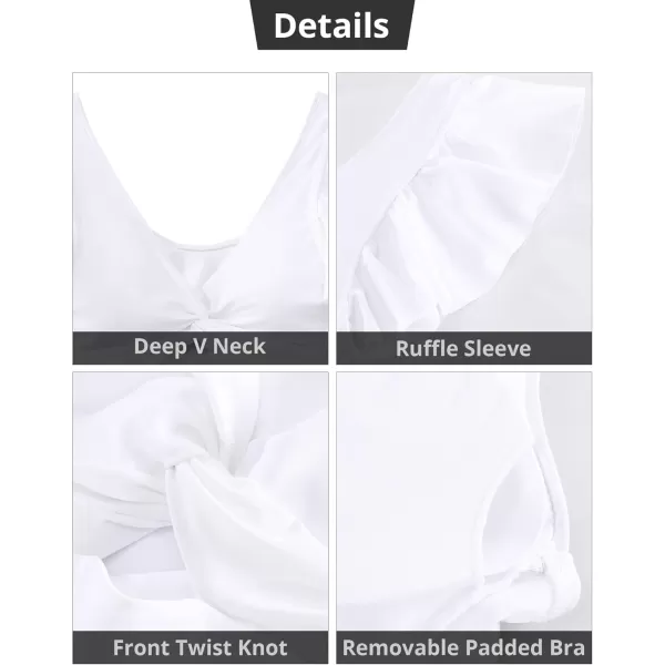 GRAPENT Tankini Tops for Women Swimwear Top Only Ruffle Bathing Suit Cut Out Long Bikini Tops Swimsuit Beach Resort WearWhite
