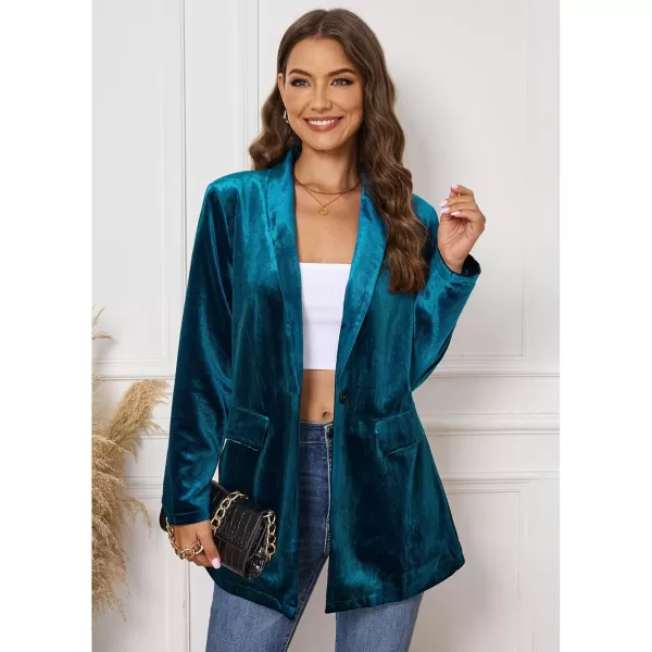 GRAPENT Velvet Blazers Jackets for Women Business Casual Oversized Long Suit Jacket Dressy Cardigan Blazer Work OfficeDark Blue