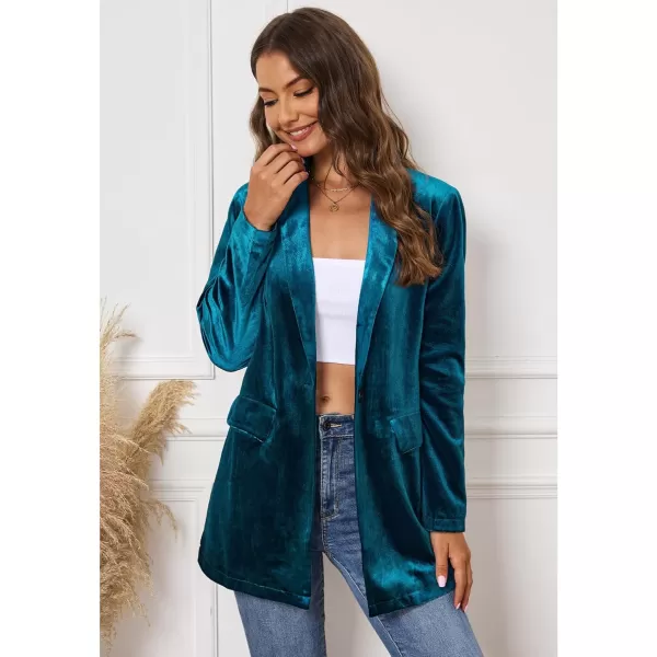 GRAPENT Velvet Blazers Jackets for Women Business Casual Oversized Long Suit Jacket Dressy Cardigan Blazer Work OfficeDark Blue