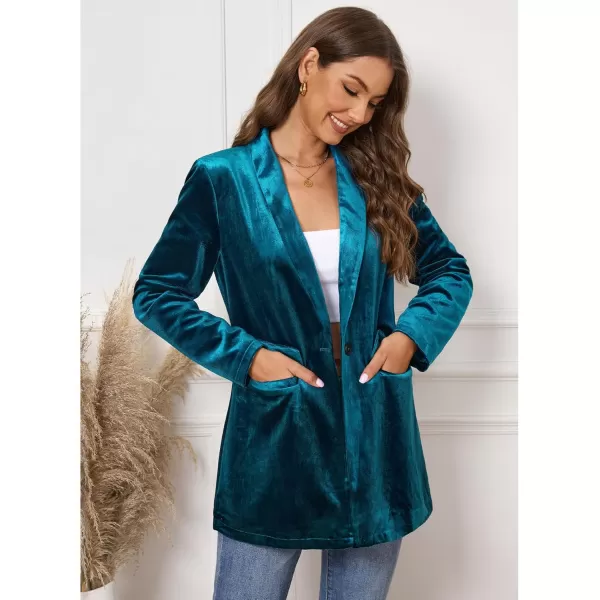 GRAPENT Velvet Blazers Jackets for Women Business Casual Oversized Long Suit Jacket Dressy Cardigan Blazer Work OfficeDark Blue