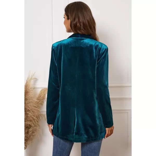 GRAPENT Velvet Blazers Jackets for Women Business Casual Oversized Long Suit Jacket Dressy Cardigan Blazer Work OfficeDark Blue