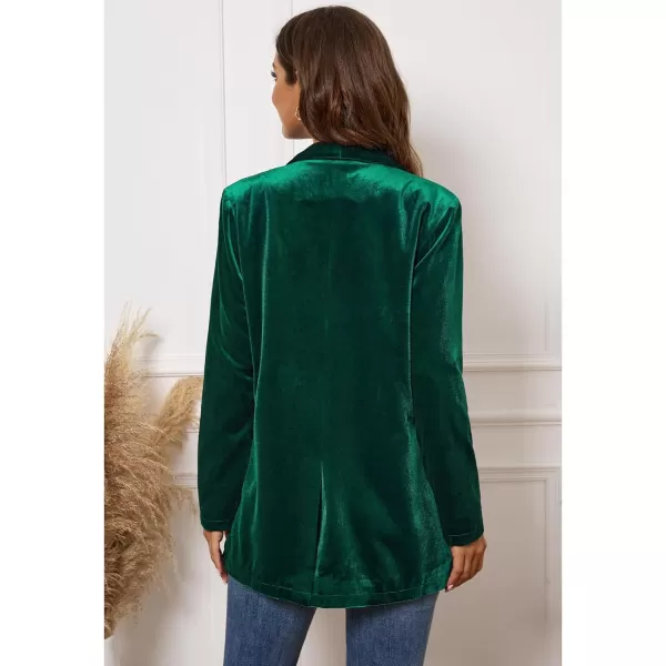 GRAPENT Velvet Blazers Jackets for Women Business Casual Oversized Long Suit Jacket Dressy Cardigan Blazer Work OfficeDark Green