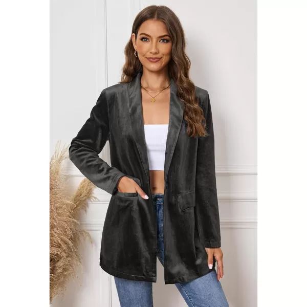GRAPENT Velvet Blazers Jackets for Women Business Casual Oversized Long Suit Jacket Dressy Cardigan Blazer Work OfficeExpresso