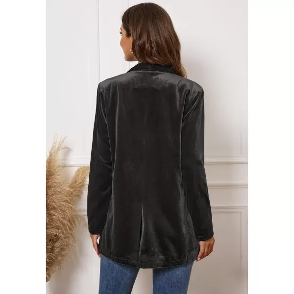 GRAPENT Velvet Blazers Jackets for Women Business Casual Oversized Long Suit Jacket Dressy Cardigan Blazer Work OfficeExpresso
