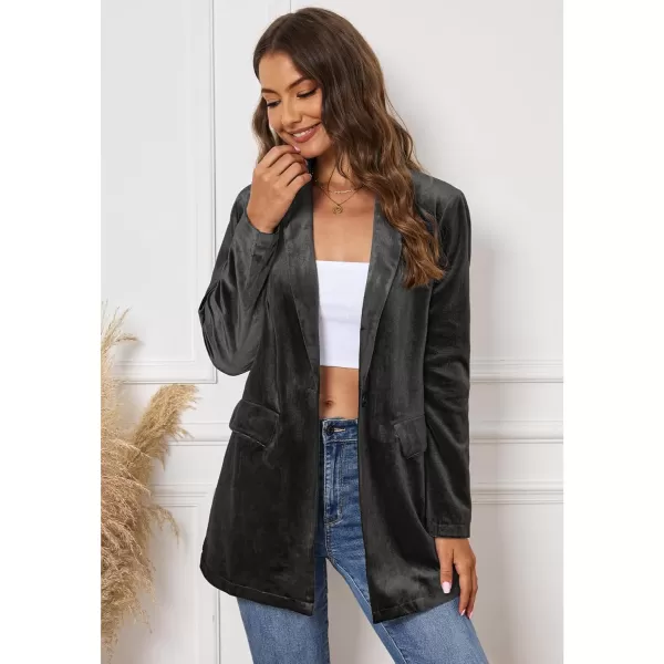 GRAPENT Velvet Blazers Jackets for Women Business Casual Oversized Long Suit Jacket Dressy Cardigan Blazer Work OfficeExpresso