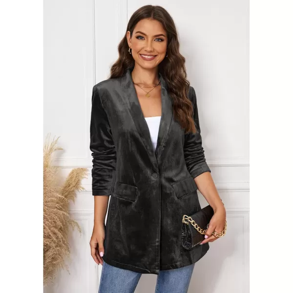 GRAPENT Velvet Blazers Jackets for Women Business Casual Oversized Long Suit Jacket Dressy Cardigan Blazer Work OfficeExpresso