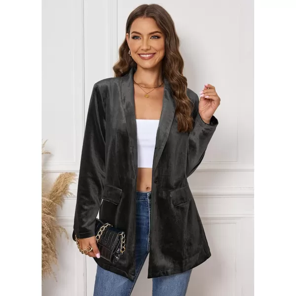 GRAPENT Velvet Blazers Jackets for Women Business Casual Oversized Long Suit Jacket Dressy Cardigan Blazer Work OfficeExpresso