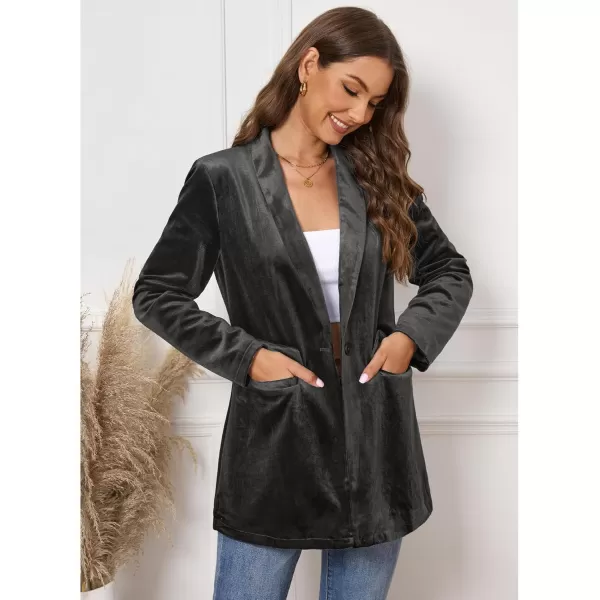 GRAPENT Velvet Blazers Jackets for Women Business Casual Oversized Long Suit Jacket Dressy Cardigan Blazer Work OfficeExpresso