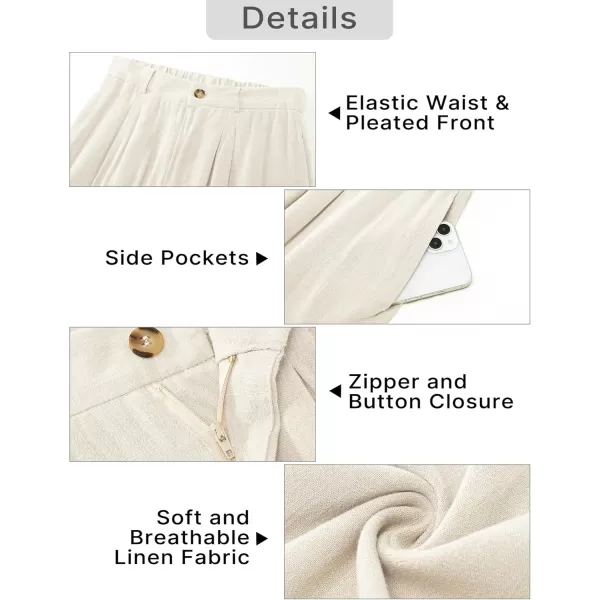 GRAPENT Wide Leg Capri Pants for Women High Waisted Linen Flowy Pleated Capris Cropped Trousers Pants Dressy CasualApricot