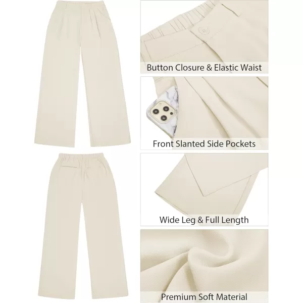 GRAPENT Wide Leg Pants for Women Work Business Casual High Waisted Dressy Pants Flowy Trousers OfficeBeige