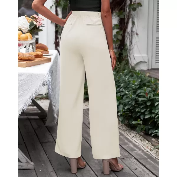 GRAPENT Wide Leg Pants for Women Work Business Casual High Waisted Dressy Pants Flowy Trousers OfficeBeige
