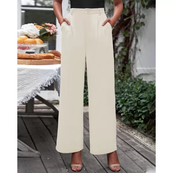 GRAPENT Wide Leg Pants for Women Work Business Casual High Waisted Dressy Pants Flowy Trousers OfficeBeige