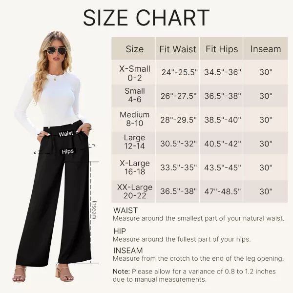 GRAPENT Wide Leg Pants for Women Work Business Casual High Waisted Dressy Pants Flowy Trousers OfficeBlack  White Block