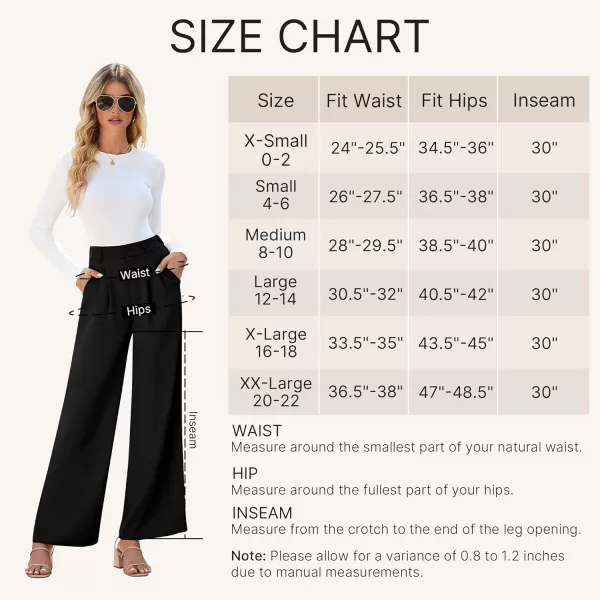 GRAPENT Wide Leg Pants for Women Work Business Casual High Waisted Dressy Pants Flowy Trousers OfficeBlack