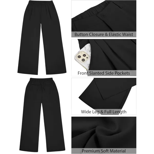 GRAPENT Wide Leg Pants for Women Work Business Casual High Waisted Dressy Pants Flowy Trousers OfficeBlack