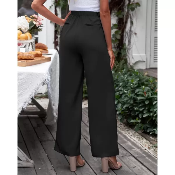 GRAPENT Wide Leg Pants for Women Work Business Casual High Waisted Dressy Pants Flowy Trousers OfficeBlack