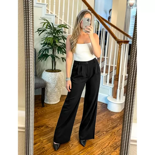 GRAPENT Wide Leg Pants for Women Work Business Casual High Waisted Dressy Pants Flowy Trousers OfficeBlack