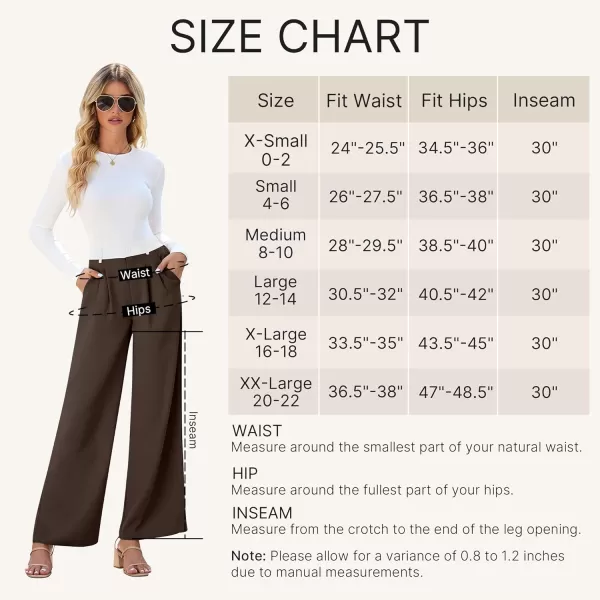 GRAPENT Wide Leg Pants for Women Work Business Casual High Waisted Dressy Pants Flowy Trousers OfficeBrown  White Block