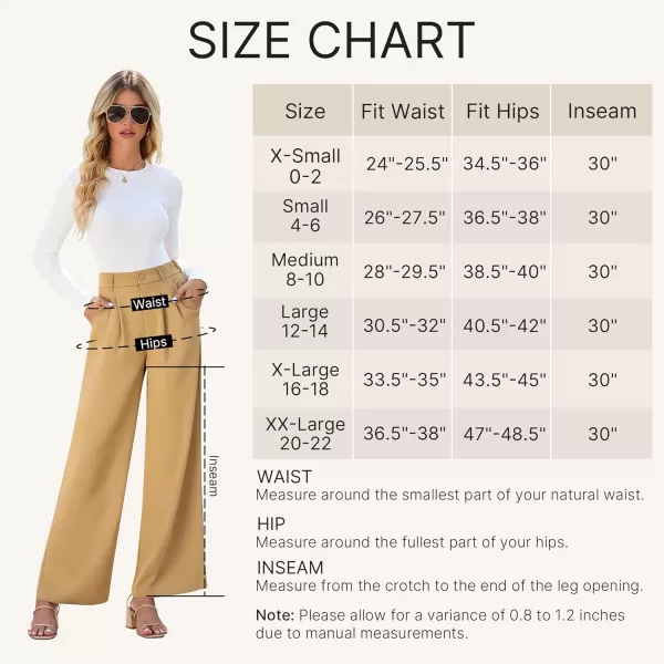 GRAPENT Wide Leg Pants for Women Work Business Casual High Waisted Dressy Pants Flowy Trousers OfficeCamel