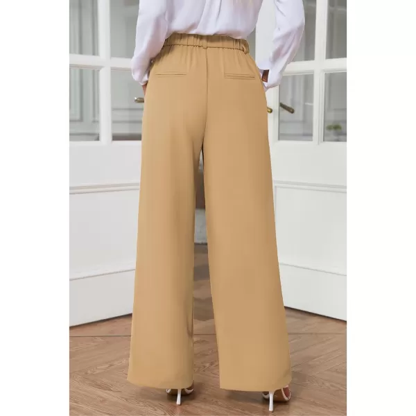 GRAPENT Wide Leg Pants for Women Work Business Casual High Waisted Dressy Pants Flowy Trousers OfficeCamel