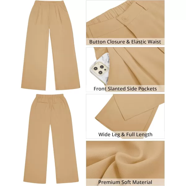 GRAPENT Wide Leg Pants for Women Work Business Casual High Waisted Dressy Pants Flowy Trousers OfficeCamel
