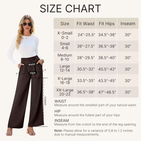 GRAPENT Wide Leg Pants for Women Work Business Casual High Waisted Dressy Pants Flowy Trousers OfficeChocolate Brown