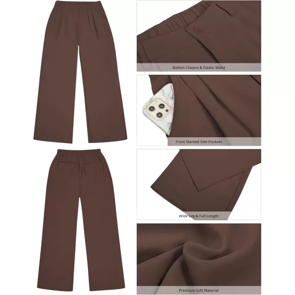 GRAPENT Wide Leg Pants for Women Work Business Casual High Waisted Dressy Pants Flowy Trousers OfficeChocolate Brown