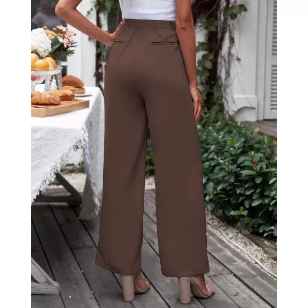 GRAPENT Wide Leg Pants for Women Work Business Casual High Waisted Dressy Pants Flowy Trousers OfficeChocolate Brown