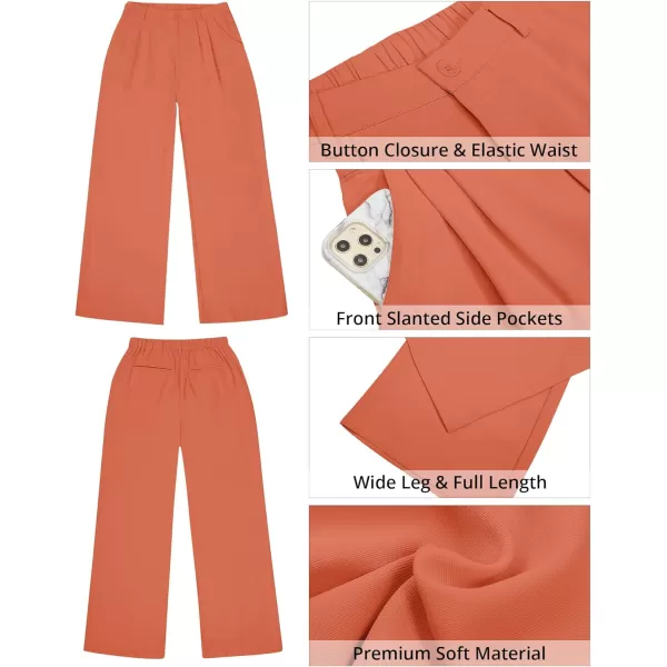 GRAPENT Wide Leg Pants for Women Work Business Casual High Waisted Dressy Pants Flowy Trousers OfficeCoral