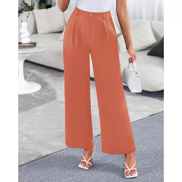 GRAPENT Wide Leg Pants for Women Work Business Casual High Waisted Dressy Pants Flowy Trousers OfficeCoral