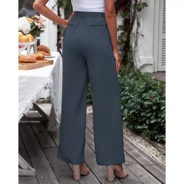 GRAPENT Wide Leg Pants for Women Work Business Casual High Waisted Dressy Pants Flowy Trousers OfficeFolkstone Gray