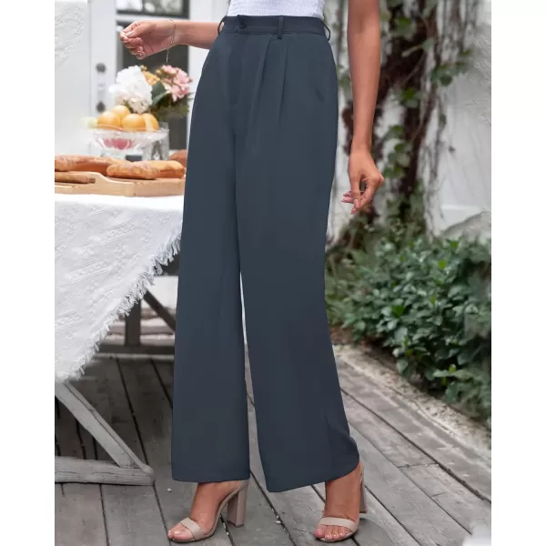 GRAPENT Wide Leg Pants for Women Work Business Casual High Waisted Dressy Pants Flowy Trousers OfficeFolkstone Gray