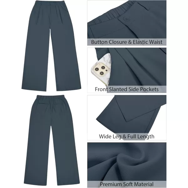 GRAPENT Wide Leg Pants for Women Work Business Casual High Waisted Dressy Pants Flowy Trousers OfficeFolkstone Gray