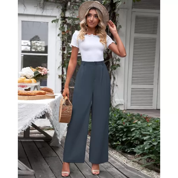 GRAPENT Wide Leg Pants for Women Work Business Casual High Waisted Dressy Pants Flowy Trousers OfficeFolkstone Gray