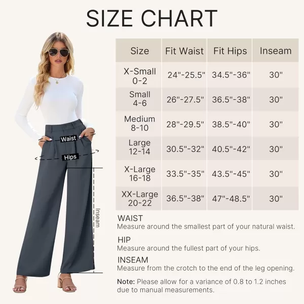 GRAPENT Wide Leg Pants for Women Work Business Casual High Waisted Dressy Pants Flowy Trousers OfficeFolkstone Gray