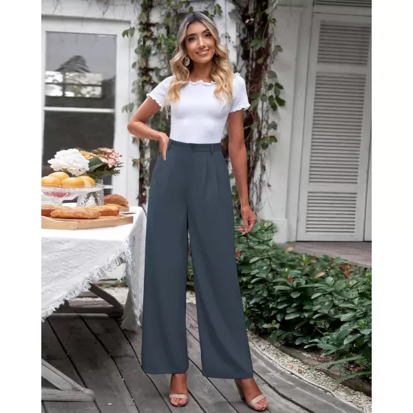GRAPENT Wide Leg Pants for Women Work Business Casual High Waisted Dressy Pants Flowy Trousers OfficeFolkstone Gray