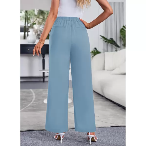 GRAPENT Wide Leg Pants for Women Work Business Casual High Waisted Dressy Pants Flowy Trousers OfficeGlacial Lake Blue