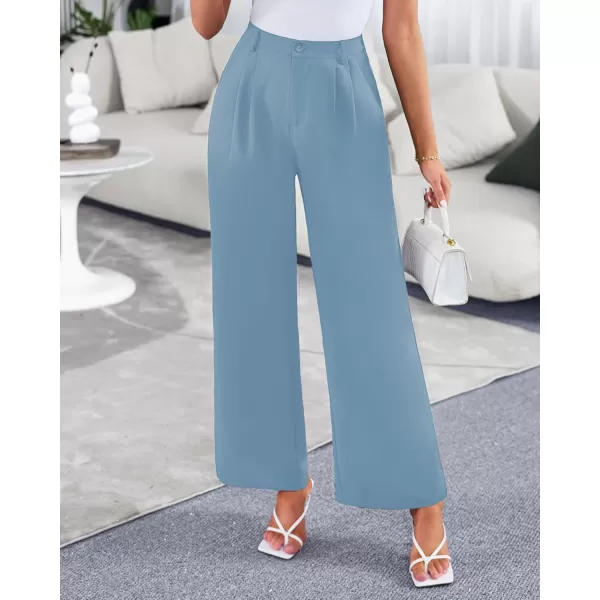 GRAPENT Wide Leg Pants for Women Work Business Casual High Waisted Dressy Pants Flowy Trousers OfficeGlacial Lake Blue