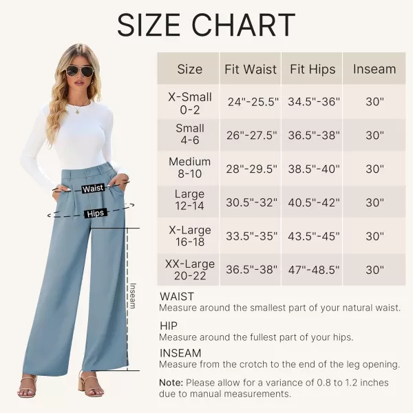 GRAPENT Wide Leg Pants for Women Work Business Casual High Waisted Dressy Pants Flowy Trousers OfficeGlacial Lake Blue