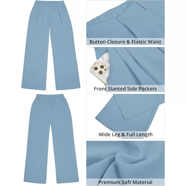 GRAPENT Wide Leg Pants for Women Work Business Casual High Waisted Dressy Pants Flowy Trousers OfficeGlacial Lake Blue
