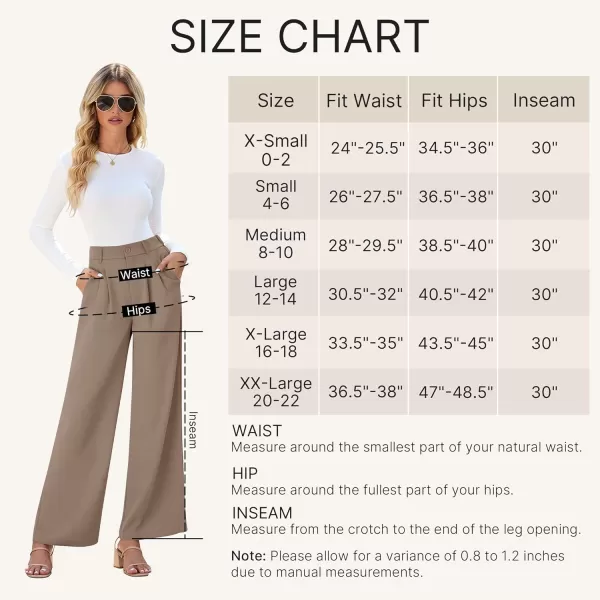 GRAPENT Wide Leg Pants for Women Work Business Casual High Waisted Dressy Pants Flowy Trousers OfficeKhaki