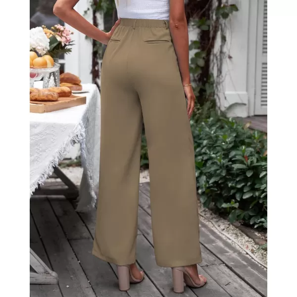 GRAPENT Wide Leg Pants for Women Work Business Casual High Waisted Dressy Pants Flowy Trousers OfficeKhaki