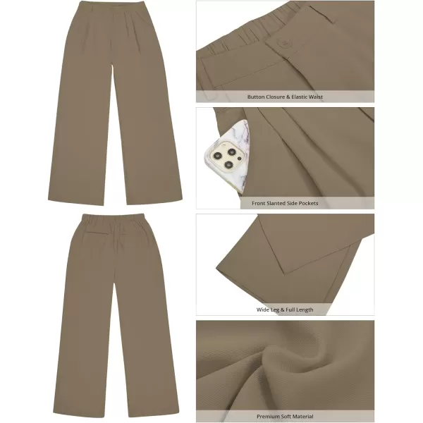 GRAPENT Wide Leg Pants for Women Work Business Casual High Waisted Dressy Pants Flowy Trousers OfficeKhaki