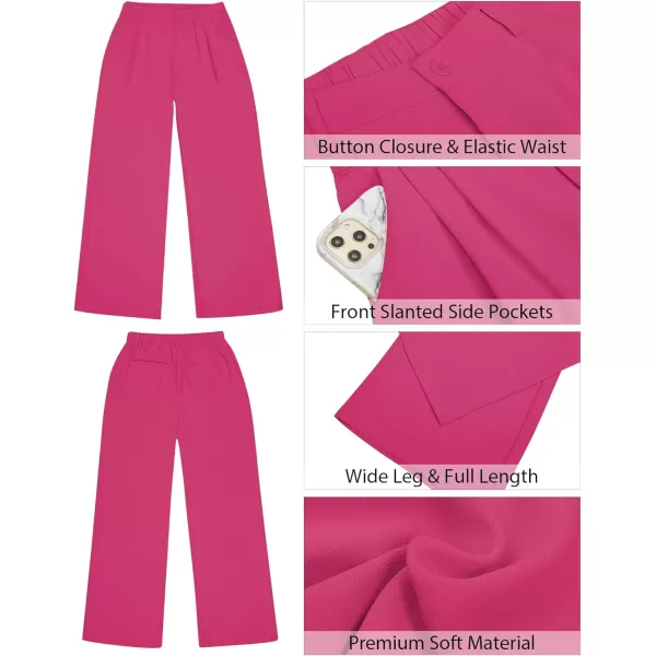 GRAPENT Wide Leg Pants for Women Work Business Casual High Waisted Dressy Pants Flowy Trousers OfficeMagenta