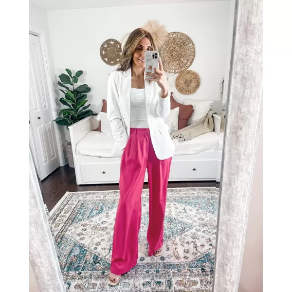GRAPENT Wide Leg Pants for Women Work Business Casual High Waisted Dressy Pants Flowy Trousers OfficeMagenta