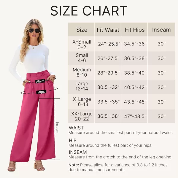 GRAPENT Wide Leg Pants for Women Work Business Casual High Waisted Dressy Pants Flowy Trousers OfficeMagenta